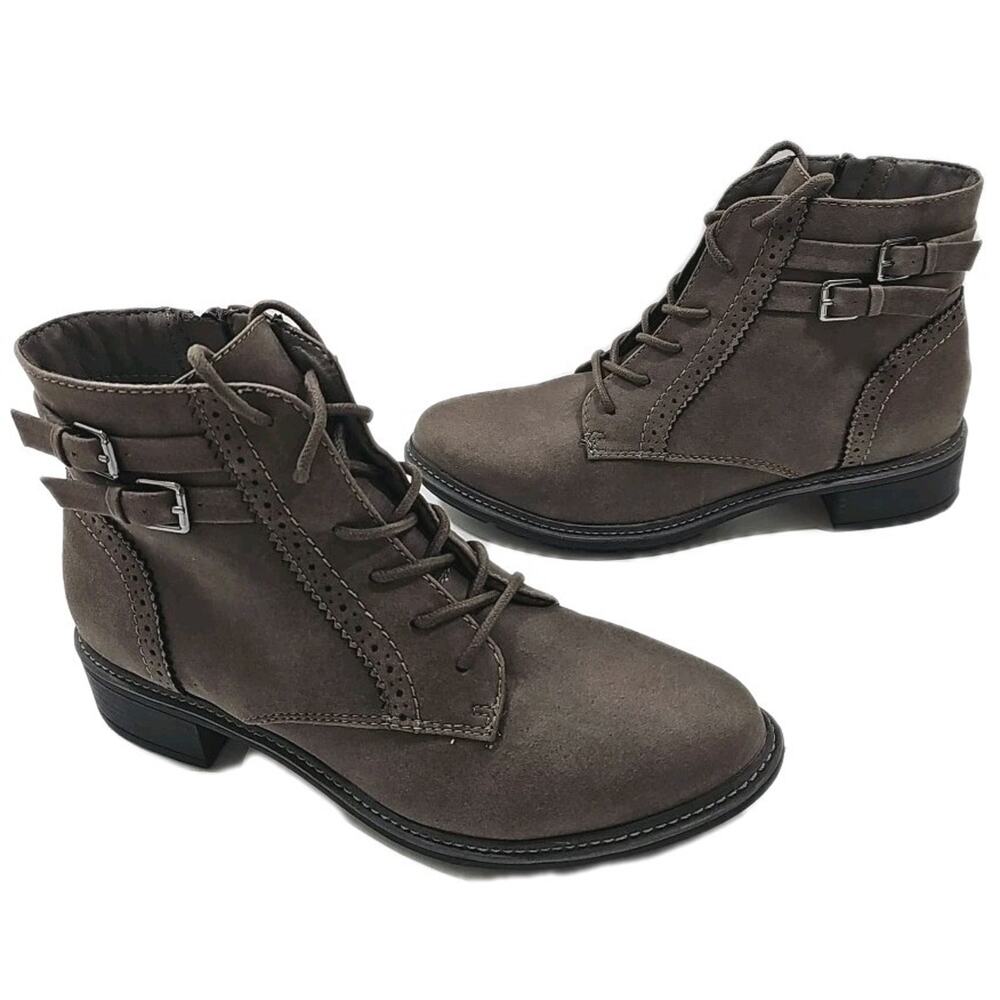 Cliffs By White Mountain~Woman Size 9.5M~Gray Charcoal Fabric Textile Boots NWOB